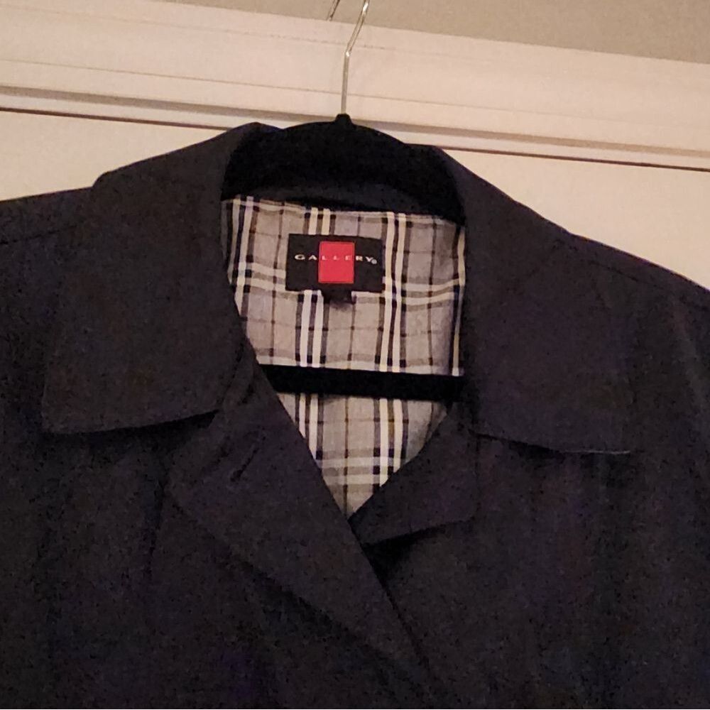 Gallery Black Plaid Lined Button Up Jacket L - image 2